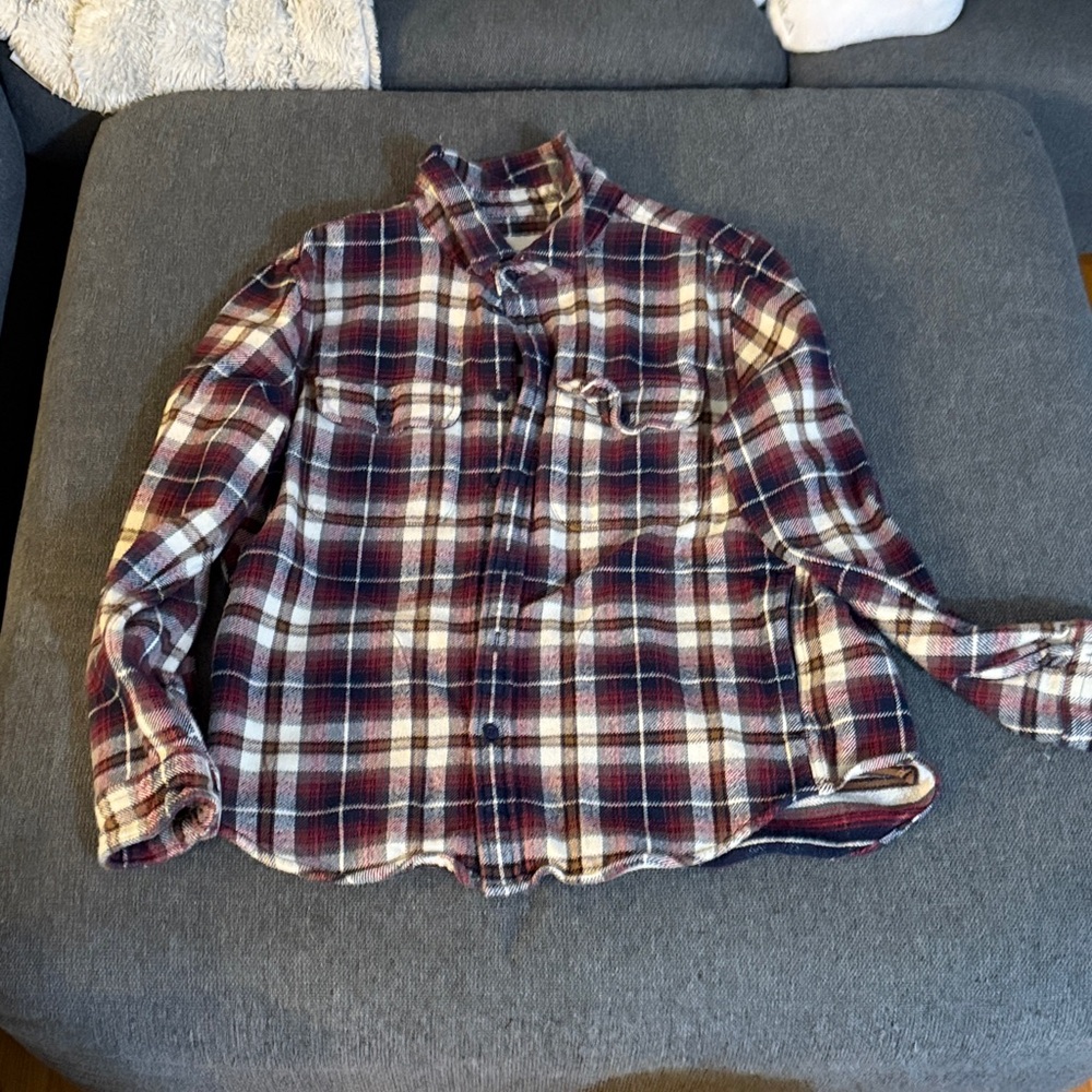 American Eagle Outfitters Men's Casual Plaid Shirt - Red, Black, White